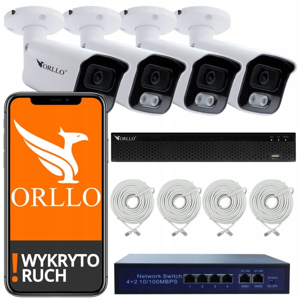 Zestaw do Monitoringu 4 Kamery 5Mpx Orllo Poeset 4