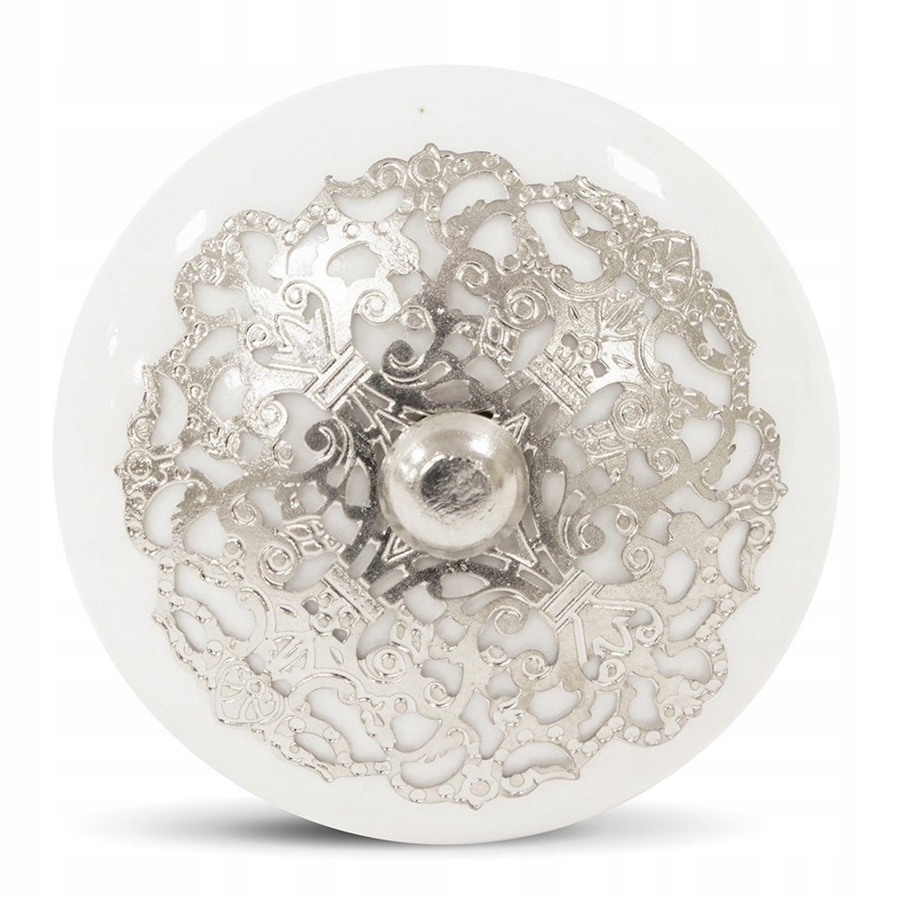 

Gałka Ceramiczna Do Szuflady Mebli Biała Srebrna