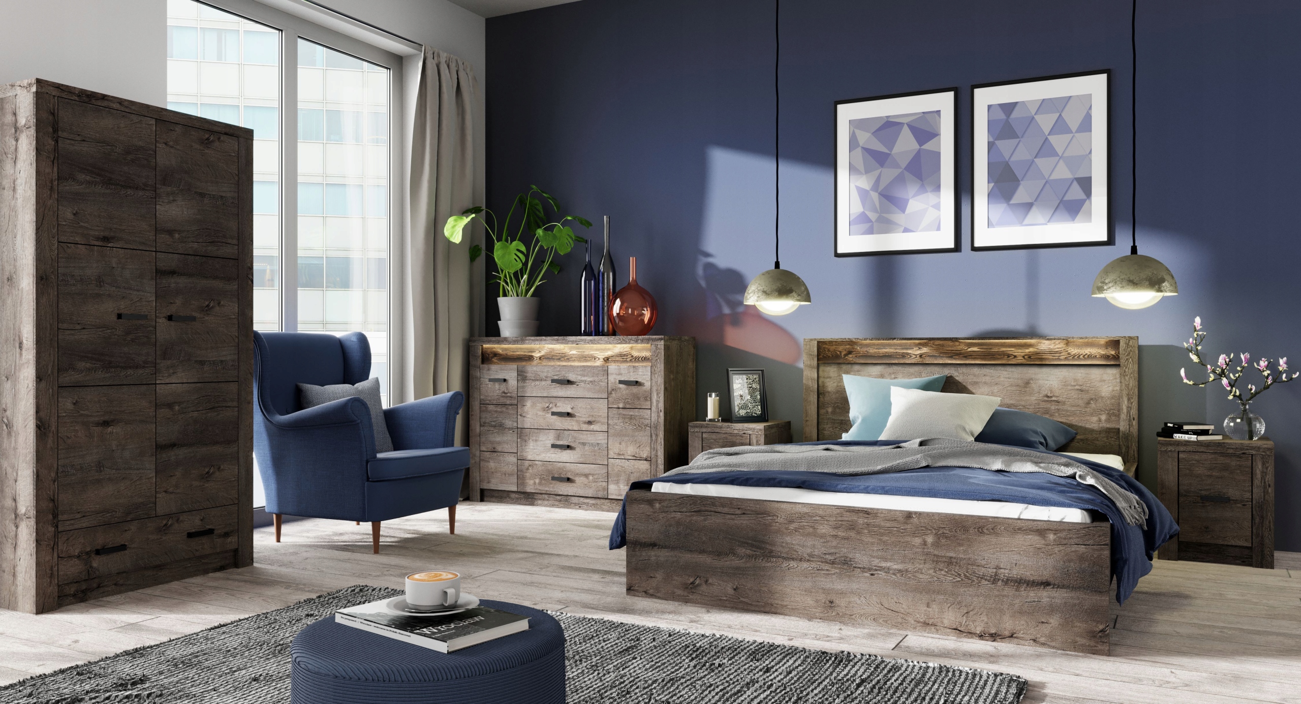 SZAFKA RTV STOLIK TV 137 cm INDIANAPOLIS I-9 JESION CIEMNY Kolekcja Indianapolis