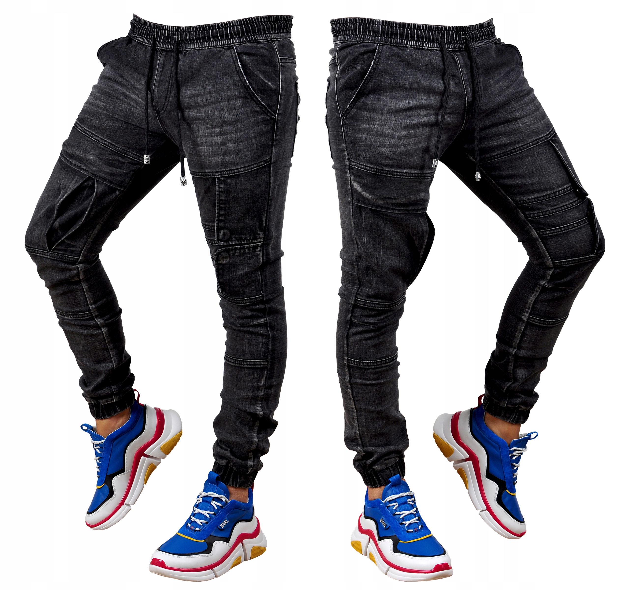 MP0067 r. M Jeansy ze Ściągaczami JOGGERY MĘSKIE