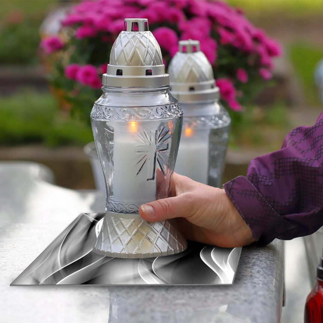 SZKLANA PODSTAWKA POD ZNICZE 25x25cm Jedwab 242e Szerokość produktu 25 cm