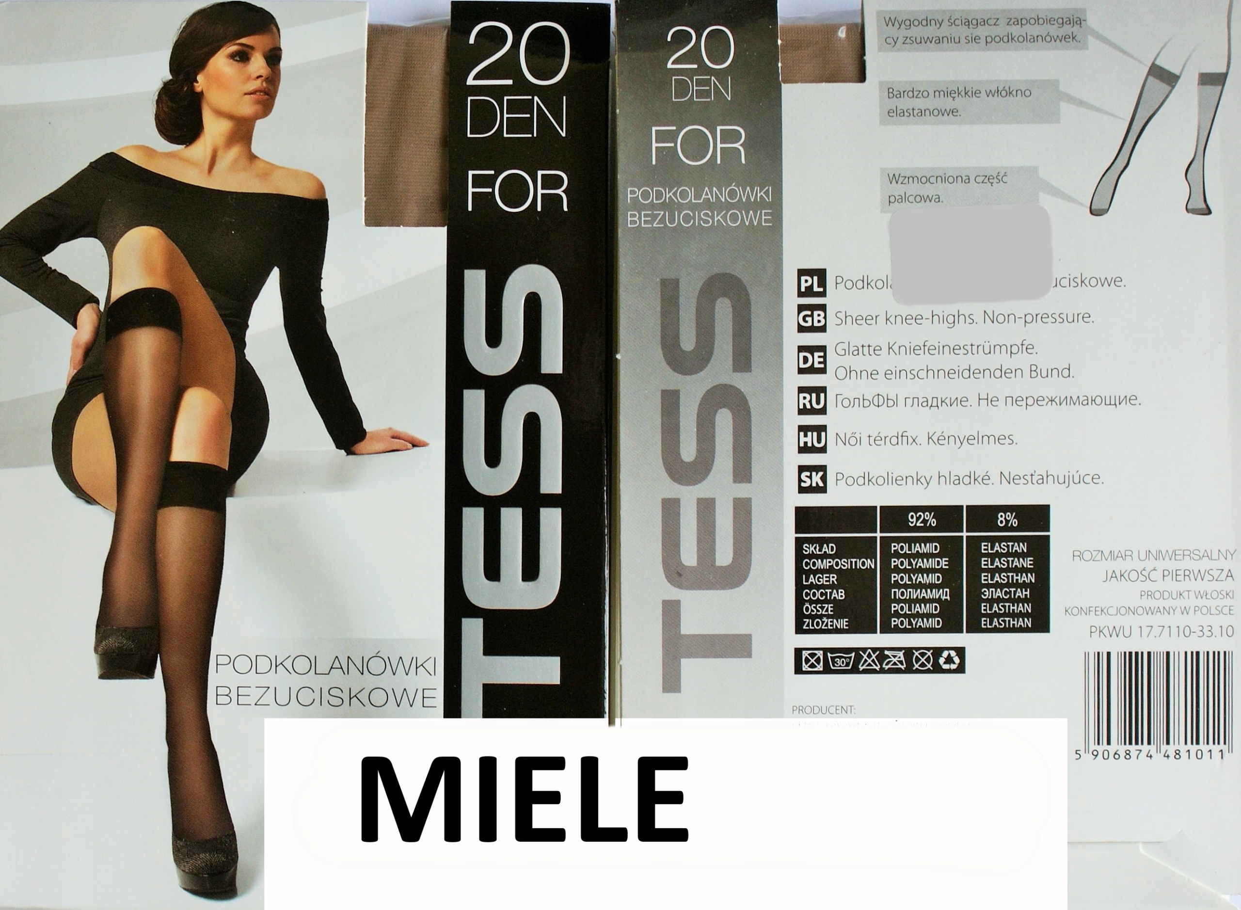 

Podkolanówki Tess 2 pary kolor Miele