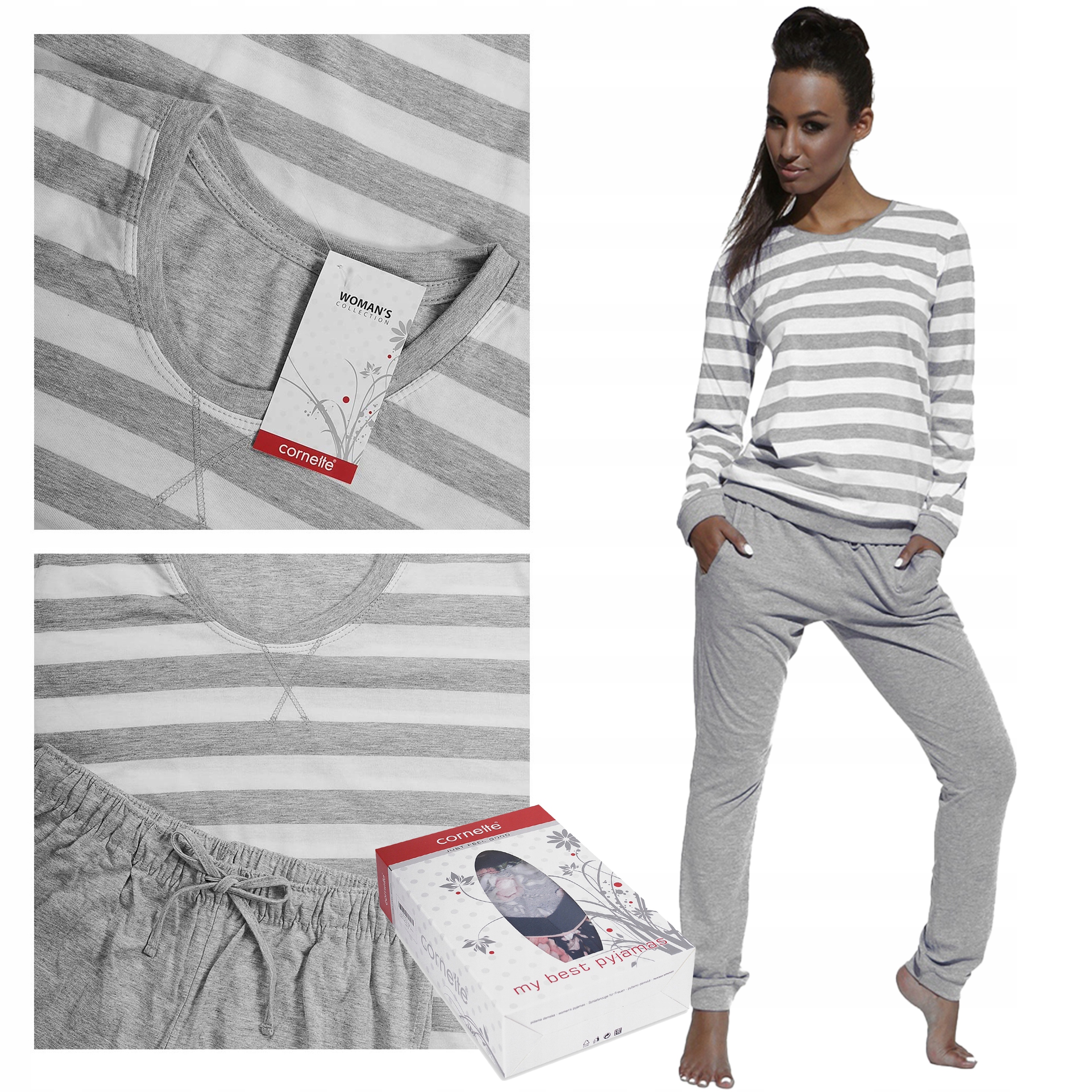 Cornette Dámské pyžamo Molly Dlouhý rukáv Kalhoty Bavlna Pruhy Velikost XL