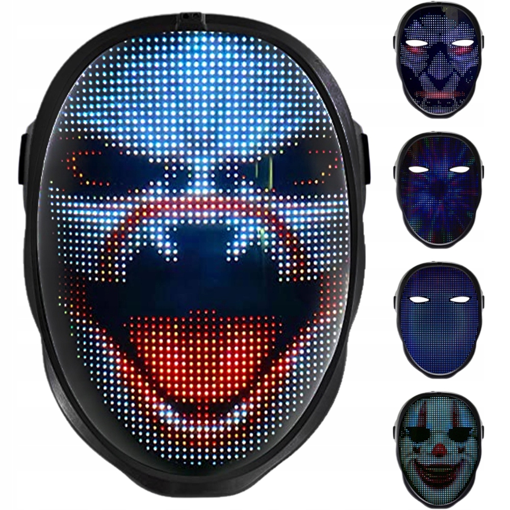 Maska Halloween Led Aplikace Ovládání Gesty Hudba 2074 Světel Rgb Type-c