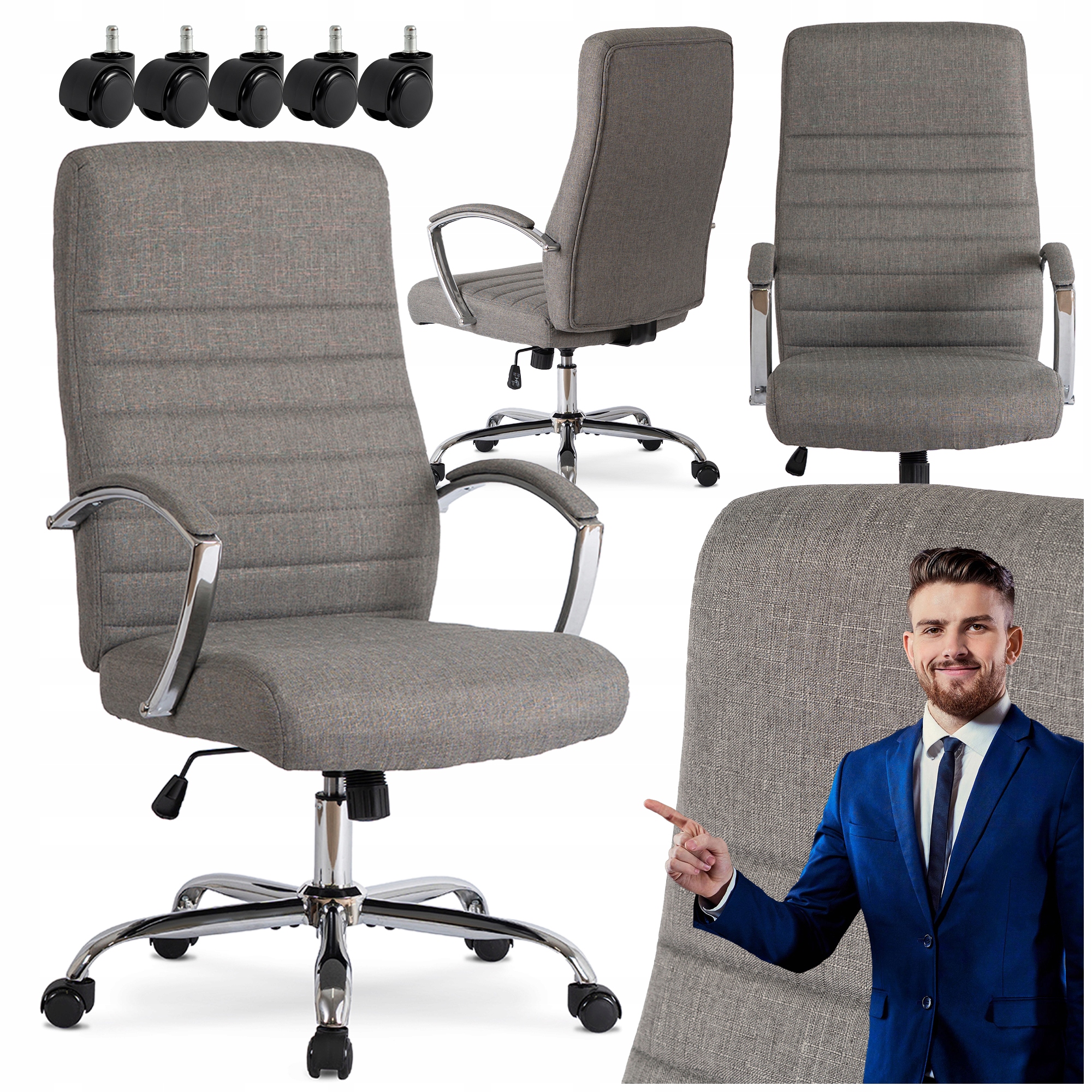 Kancelářská otočná židle K Psacímu Stolu Počítač Ergonomický Šedý Renes