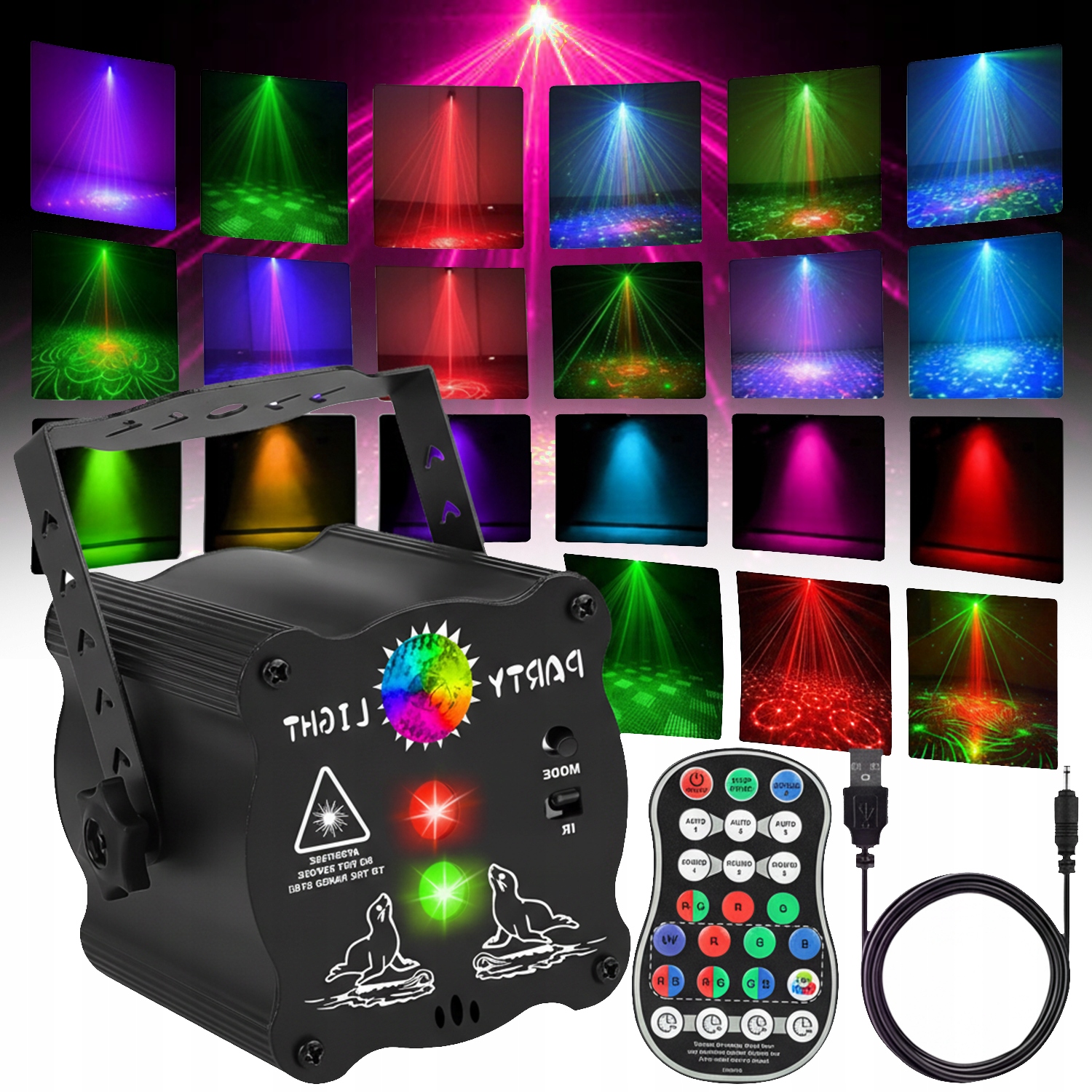 Projektor Dyskotekowy Rzutnik Laserów Profesjonalny Stroboskop Kula Disco