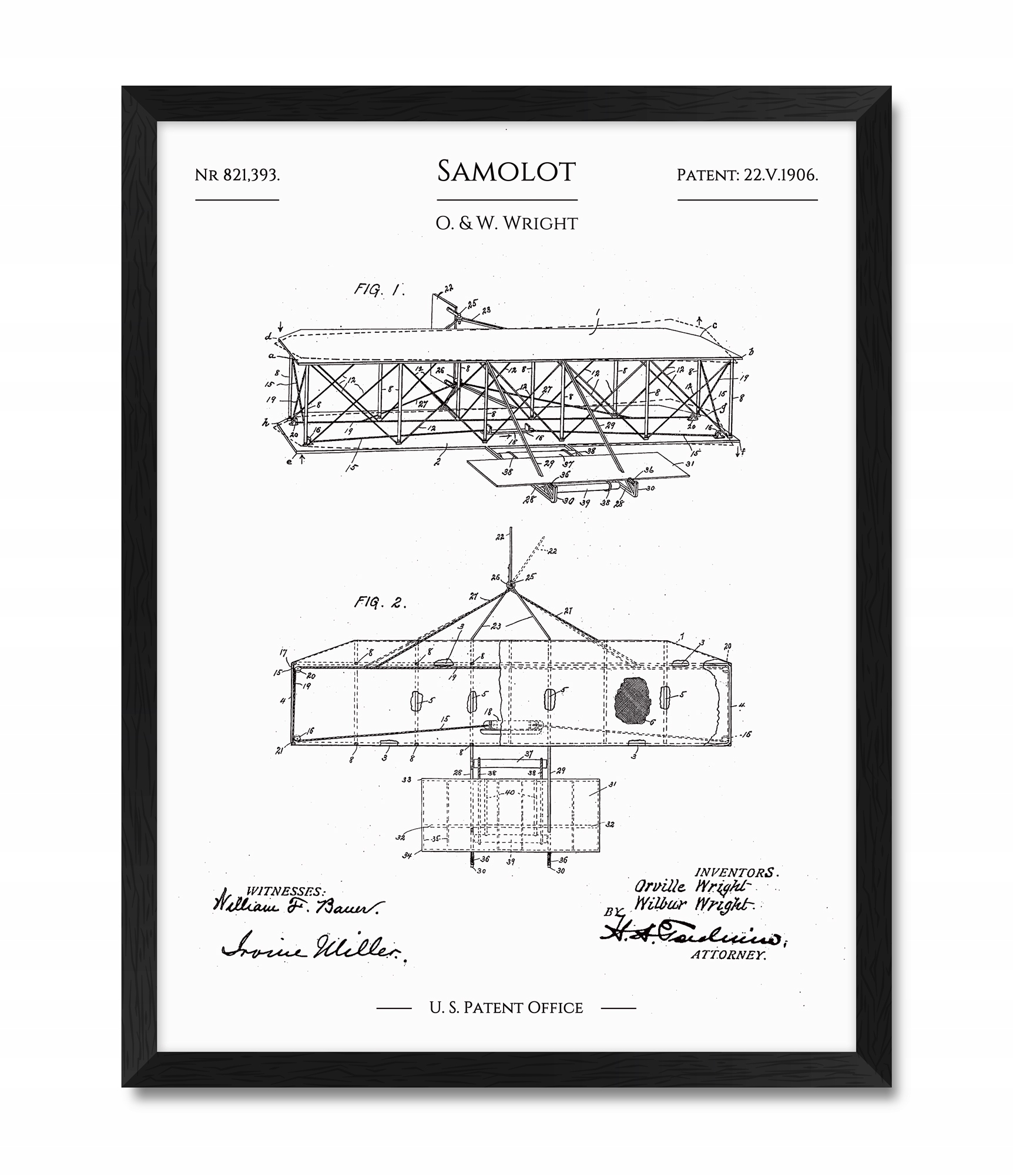 

Obrazy plakaty vintage Samolot Bracia Wright rama