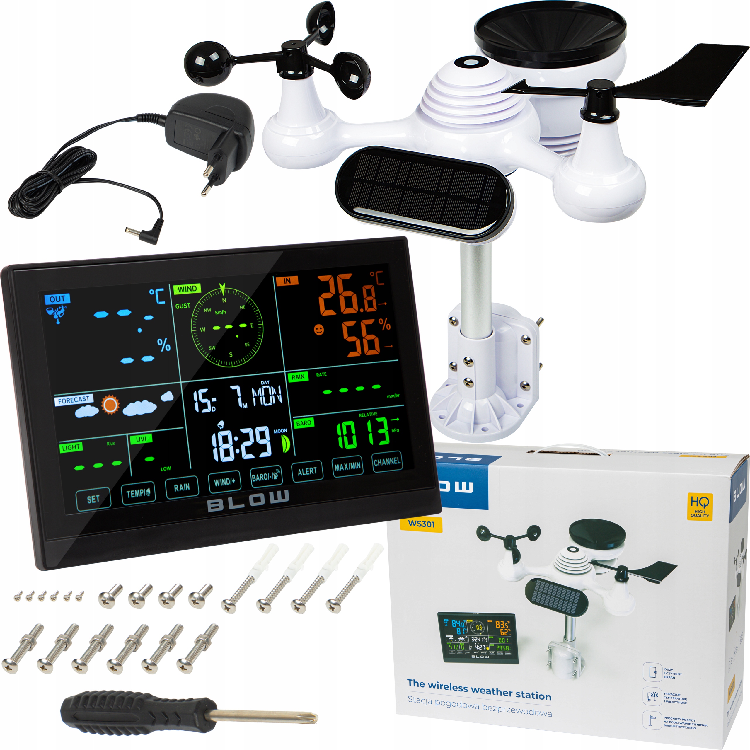Meteorologická Stanica, Vlhkomer, Teplomer, Alarm 7V1 Senzor