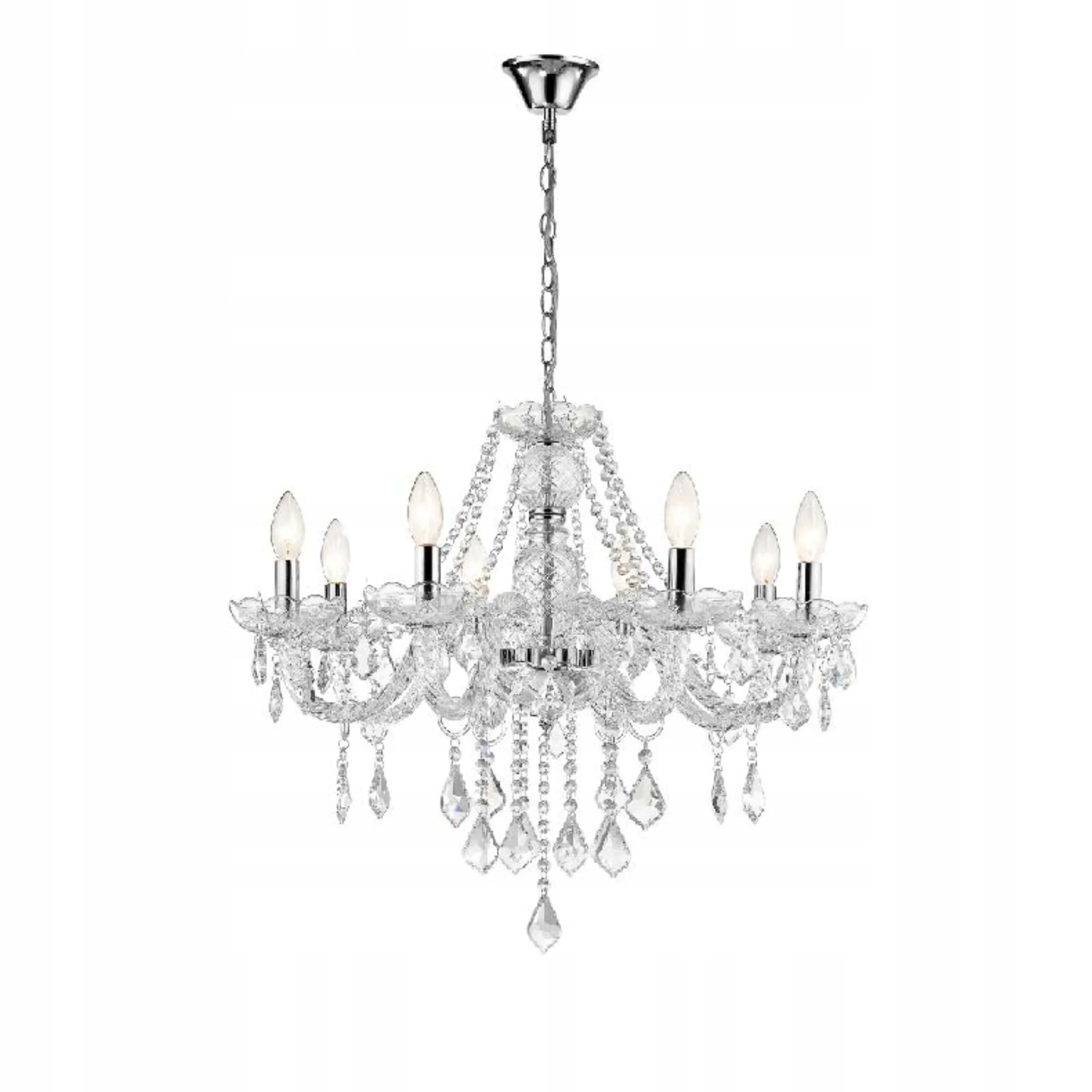 Závesná lampa Cristallo 8xE14 Light Prestige, krištáľ, Ø66 cm, chróm