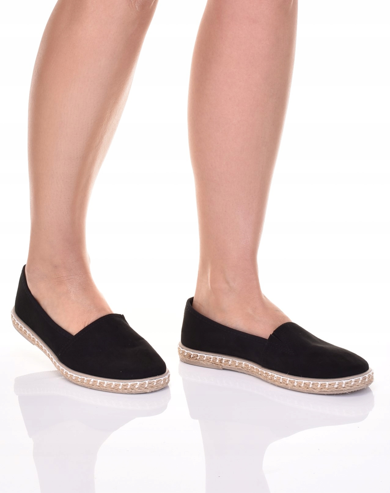 ELEGANCKIE ESPADRYLE DAMSKIE LEKKIE TENISÓWKI WSUWANE CZARNE Marka inna