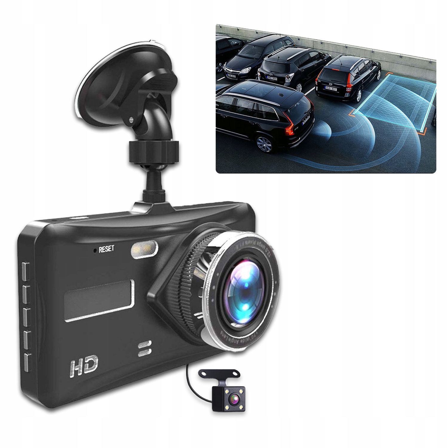 WIDEOREJESTRATOR JAZDY DOTYKOWY PRZÓD TYŁ + KAMERA COFANIA