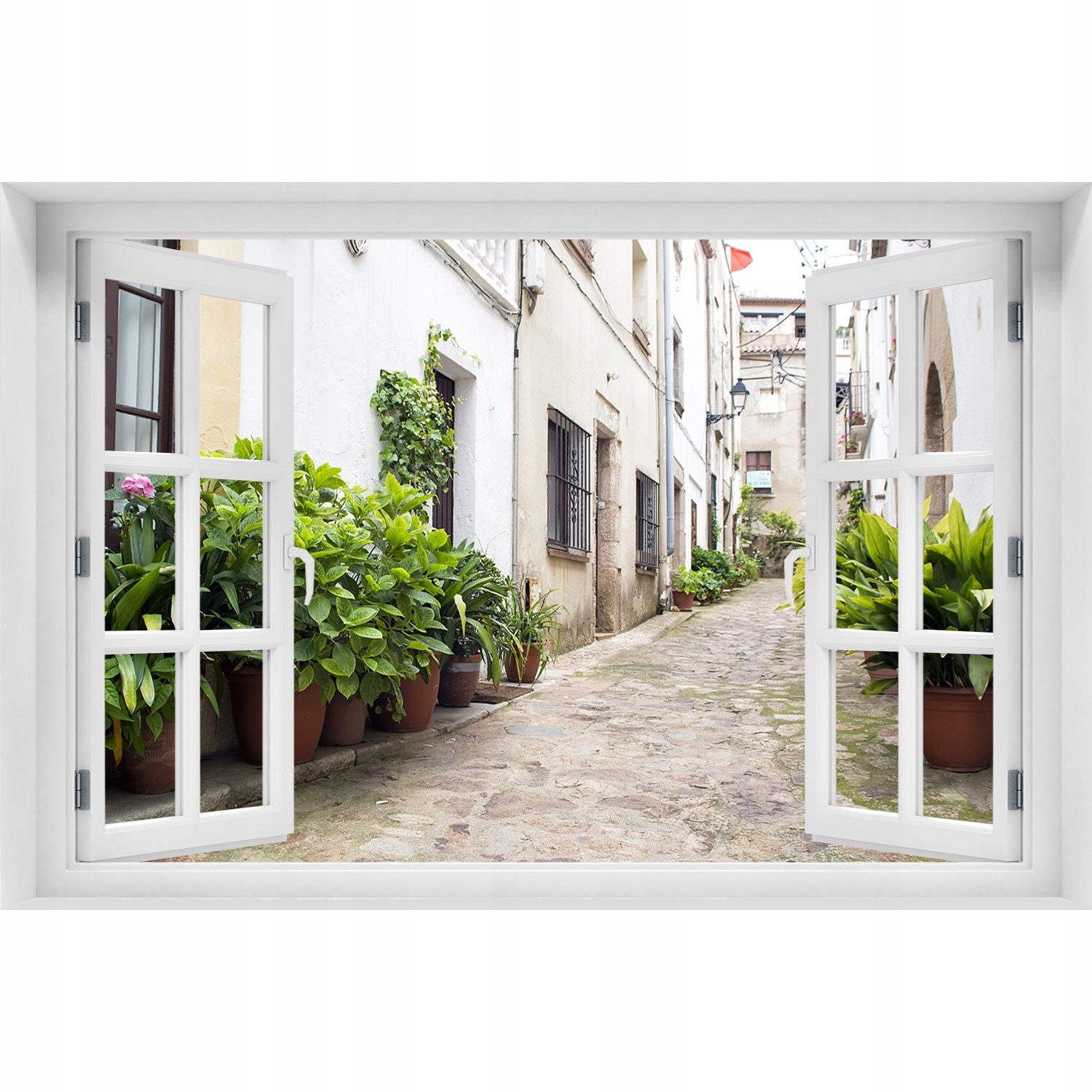 

Naklejka na ścianę 3D Okno widok Urokliwa uliczka
