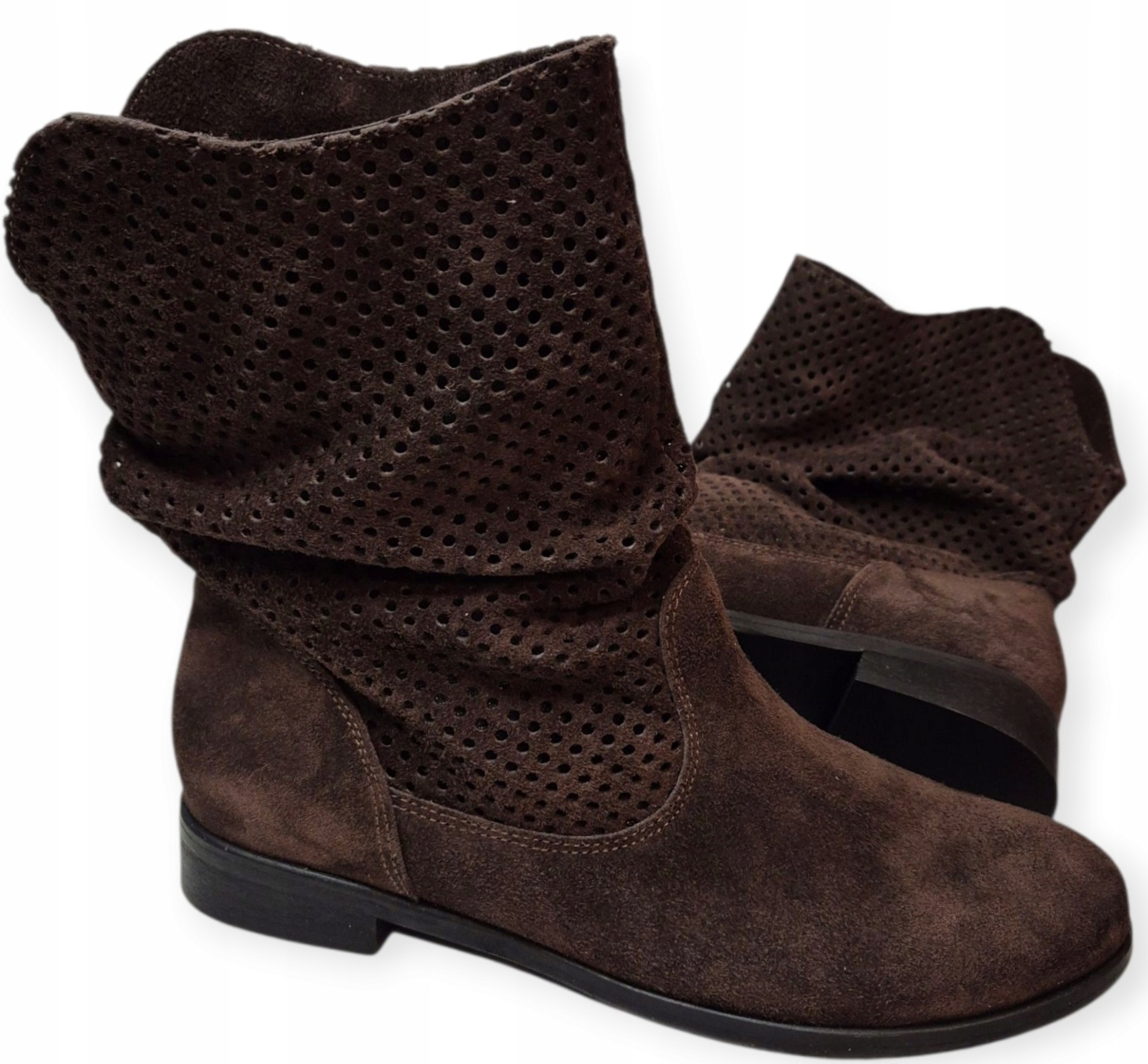 Flisella&mariáž 1274 Ažurové sašky Čokoláda semišová kůže vel 36