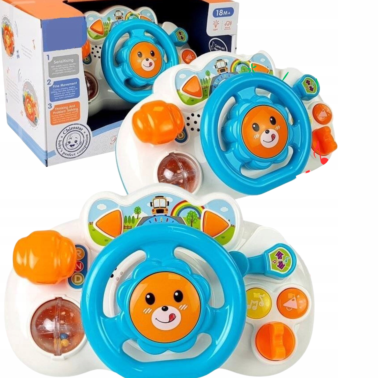 Interaktywna Kierownica da Malucha do Wózka Muzyczna Świeci Gra Dźwięk Auta EAN (GTIN) 6920178055586