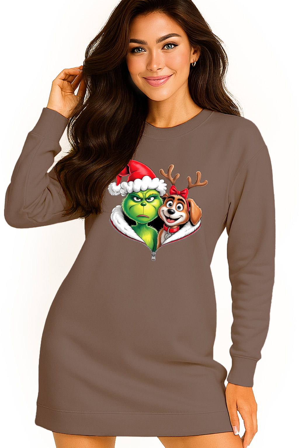 Mikina Dámská Vánoční Oversize Šaty Grinch Sob Dárek Vánoce S