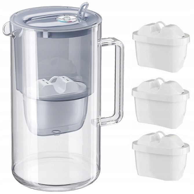 Dzbanek Filtrujący Aquaphor Glass 2,5L Szklany Szary +3 Filtry