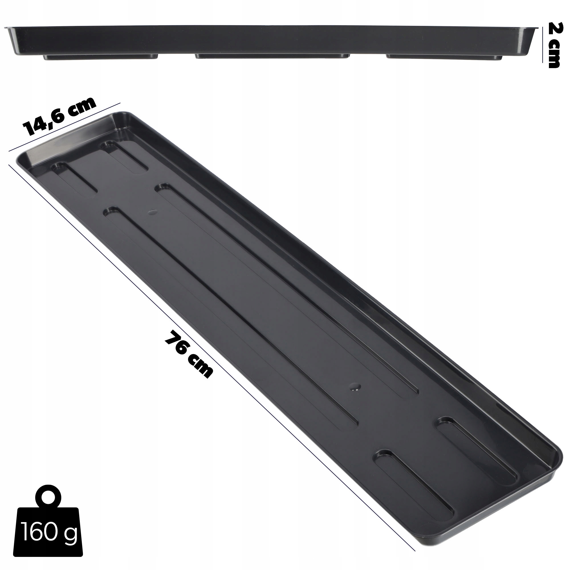 PODSTAWKA POD DONICZKĘ DONICZKI 80cm SKRZYNKĘ BALKONOWĄ TACKA PLASTIKOWA Długość 76 cm