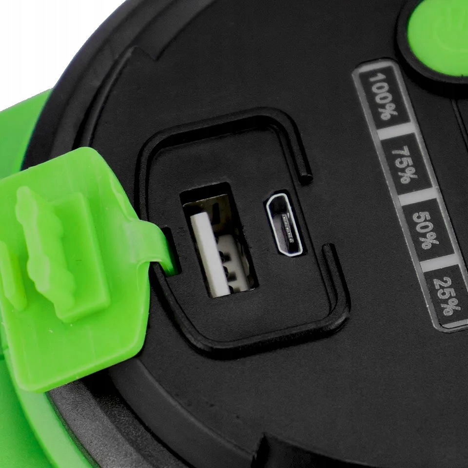 MOCNA LATARKA SZPERACZ LED AKUMULATOROWA POWERBANK lampka reflektor Cechy dodatkowe kurzoodporność ładowanie USB uchwyt wodoodporność