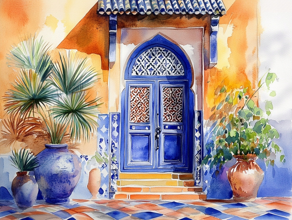 Obraz Na Plátně Canvas Arabská Architektura Maroko Dveře Keramika 80x60