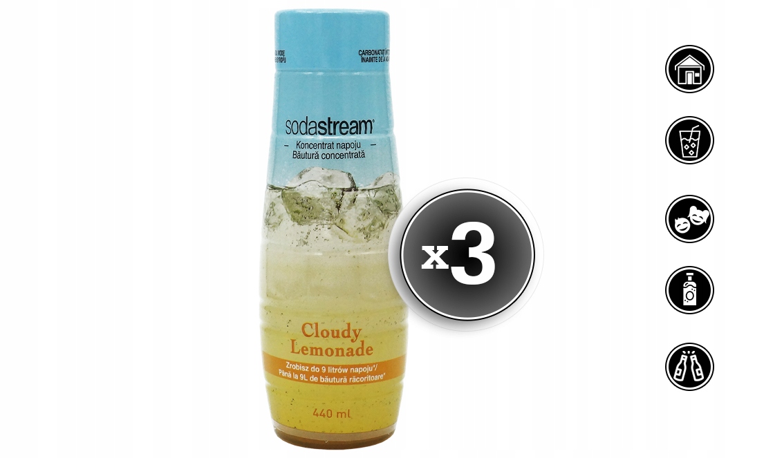 3x SYROP KONCENTRAT LEMONIADA DO SATURATORA SODASTREAM 9L NAPOJU z 440ml Stan opakowania oryginalne