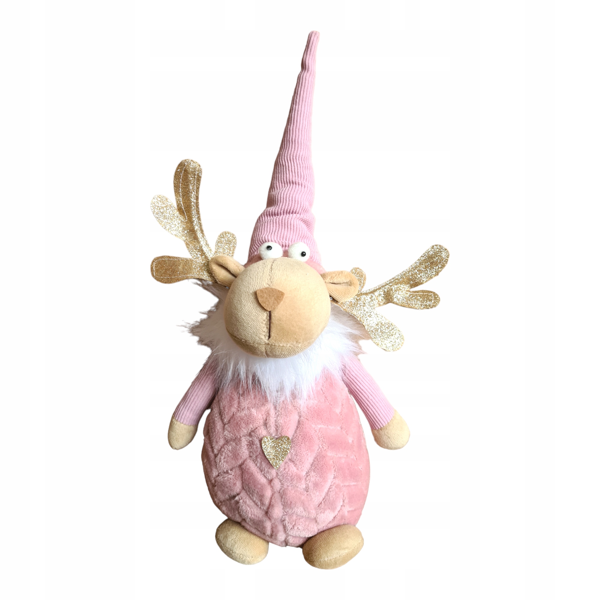 RENIFER RÓŻOWY FUTERKO STOPER DO DRZWI ŚWIĄTECZNY 26CM