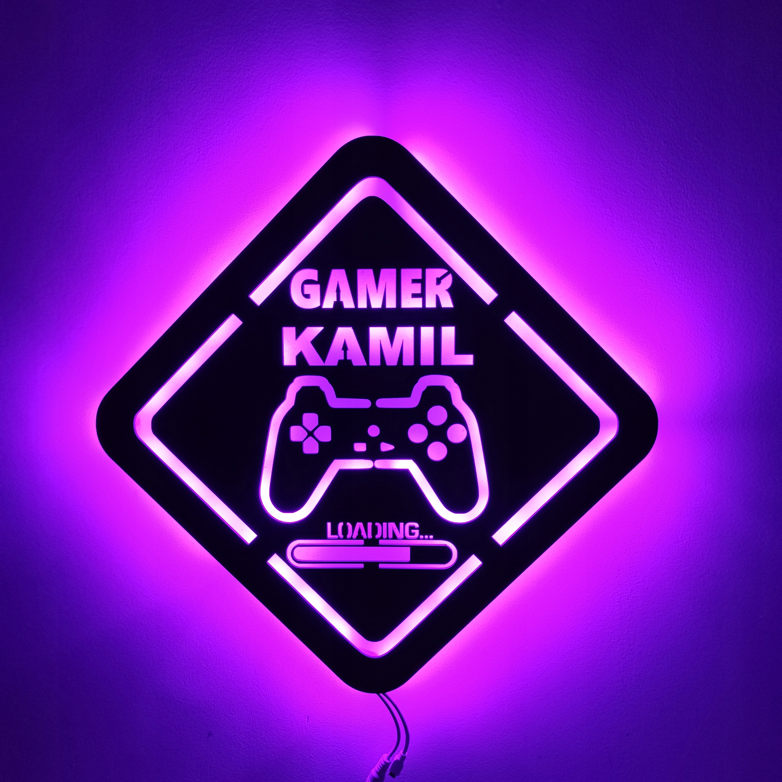 Noční Lampa 3D Gamer Zone Rgb personalizovaná s dálkovým ovládáním Dárek pro hráče