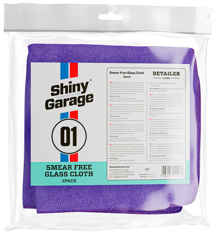 

Mikrofibra 40x40cm Smear Free Glass Cloth 2Pack