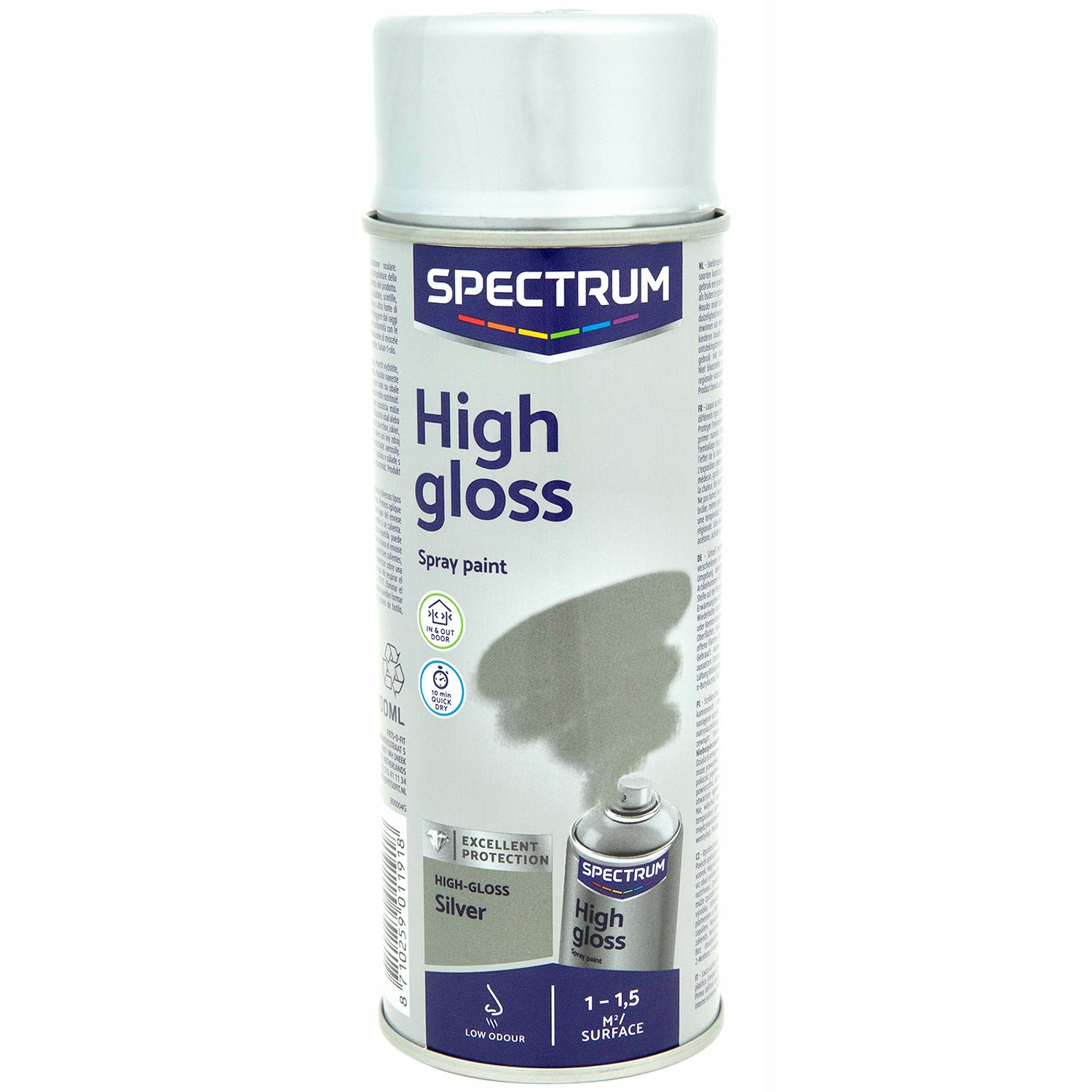 

Farba w sprayu z wysokim połyskiem 400 ml Silver