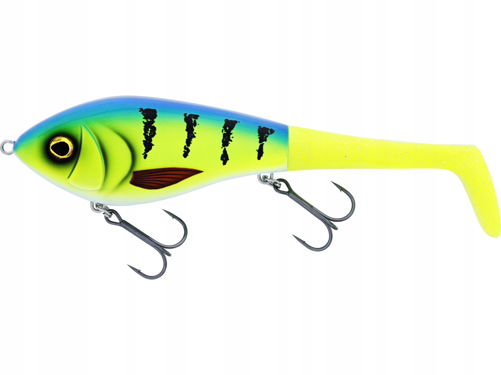 Swim Tail 12CM 68G Sinking Striped Bluegrass 1 Body 2 Tails