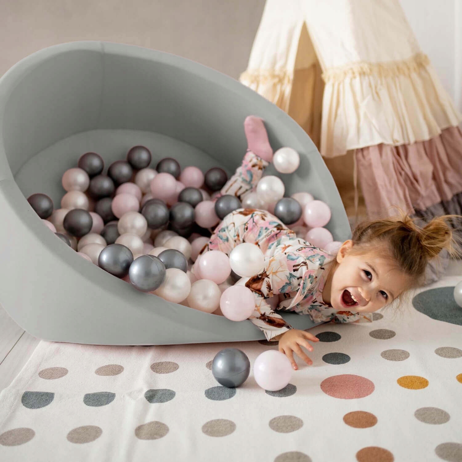 Suchy Basen z Kulkami 90x30 dla Dzieci Szary Smart 200 piłek MISIOO Kod producenta MIS89/S_GR/002(1)