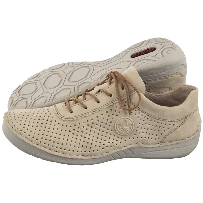 Dámské pohodlné ažurové polobotky Rieker Béžová 52546-60 Béžová