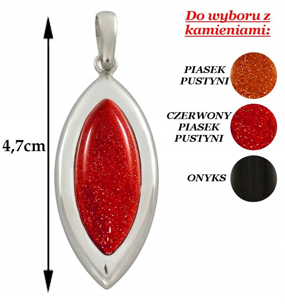 

Srebrny Wisiorek Z Piaskiem Pustyni Onyksem 925