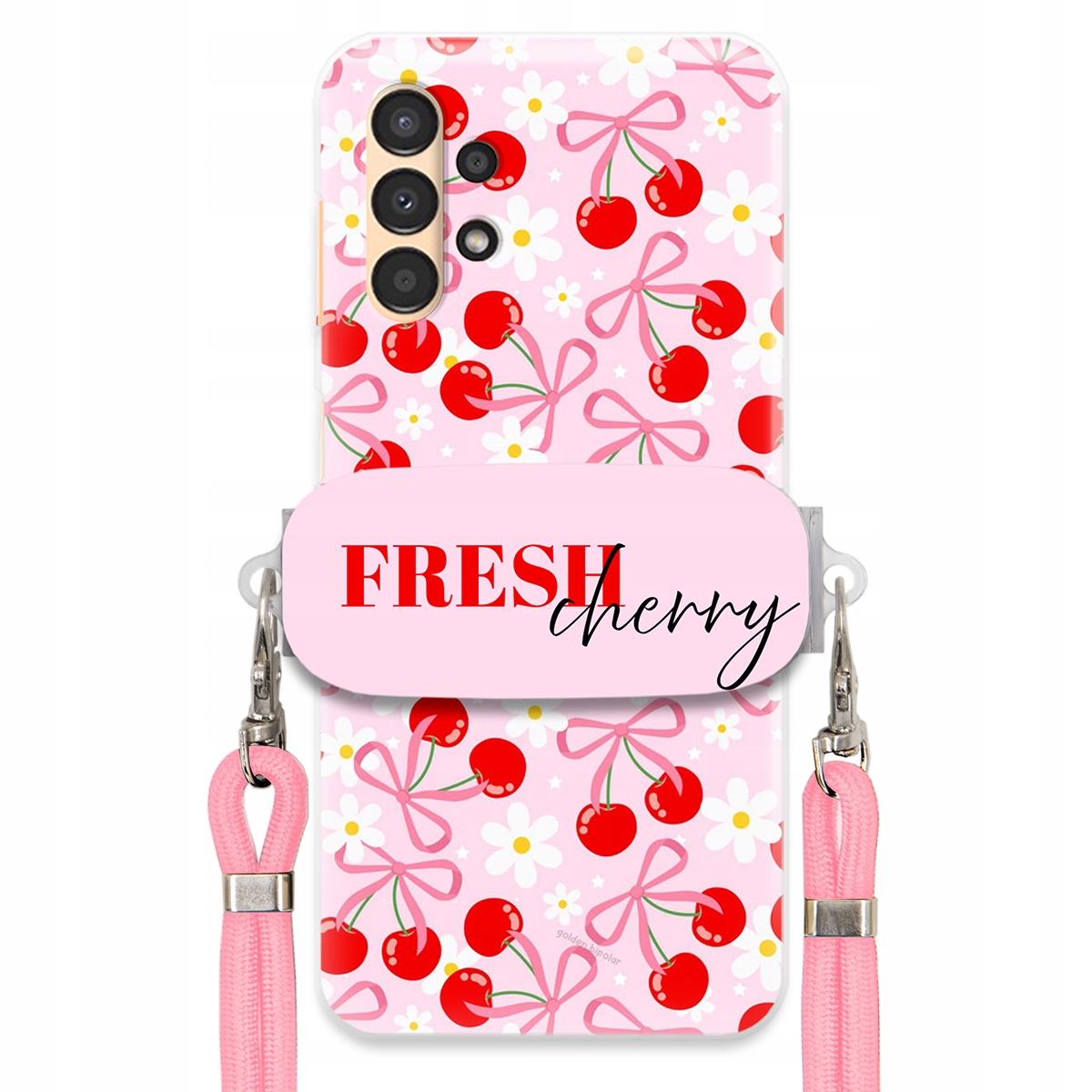 Puzdro pre Samsung A13 5G Case držiak šnúrok Ružový Fresh Cherry Kokardy