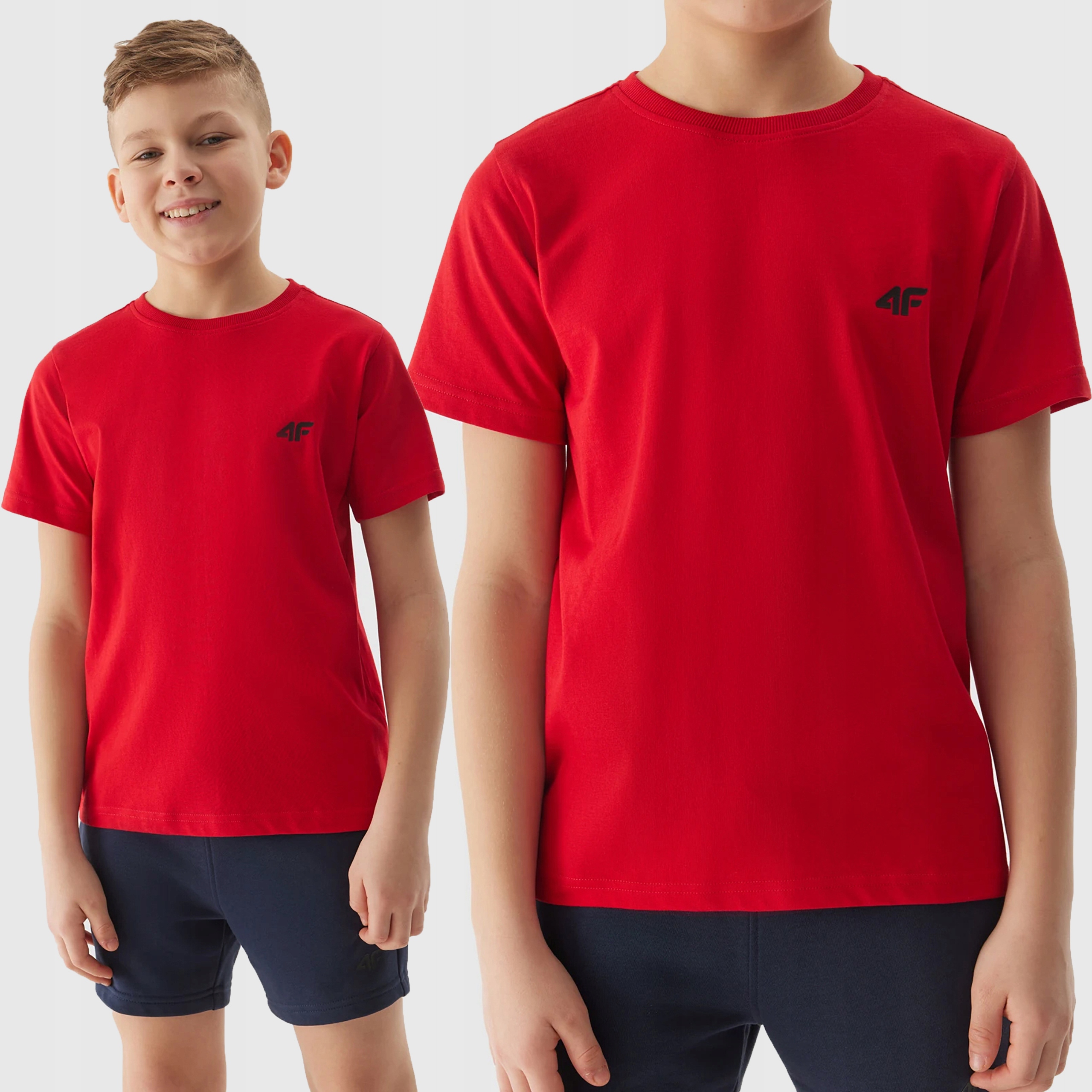 T-SHIRT CHŁOPIĘCY 4F GŁADKI KOSZULKA DZIECIĘCA BASIC SS24
