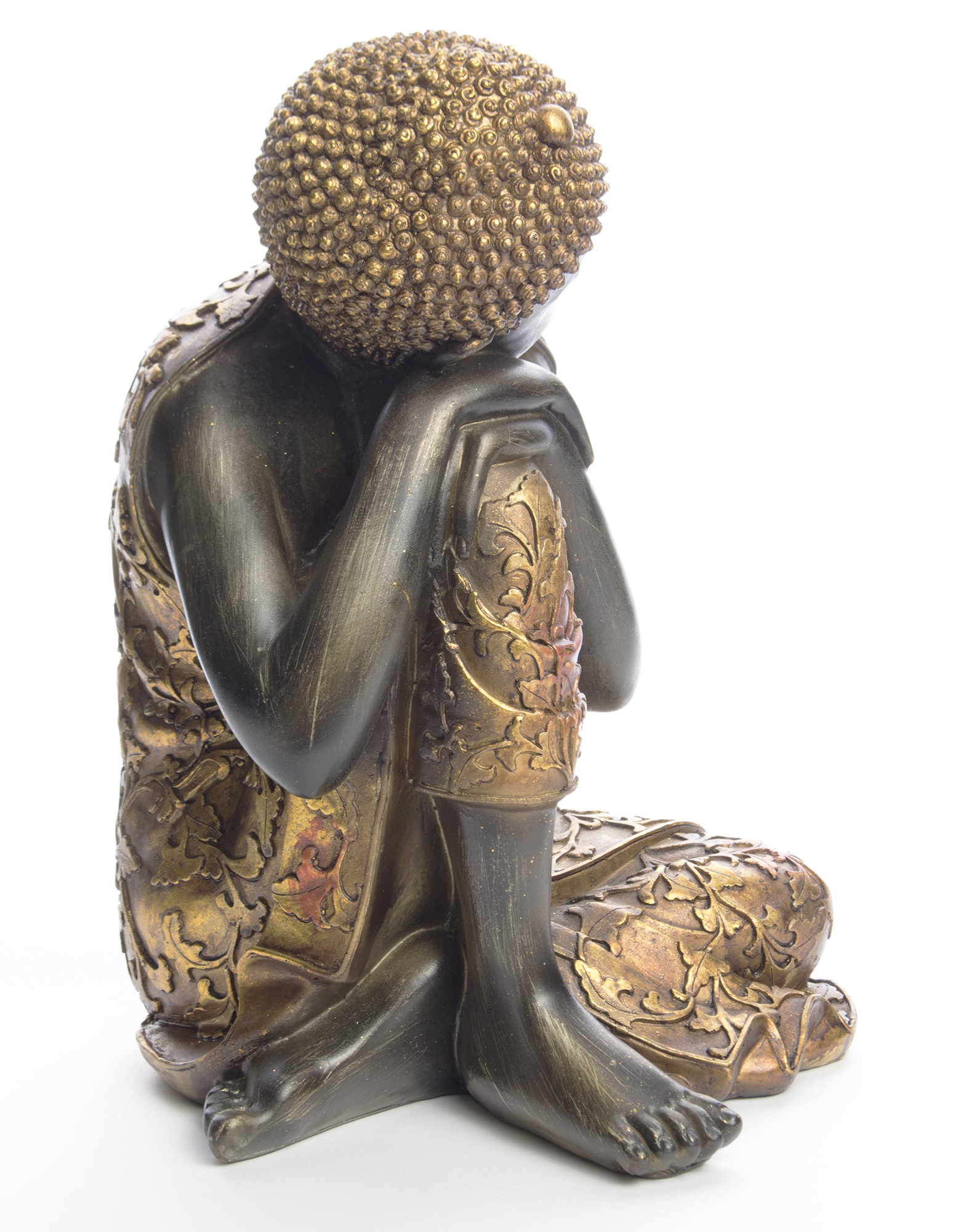 Figurka dekoracyjna brązowa czarna siedzący Budda Wysokość produktu 35.5 cm