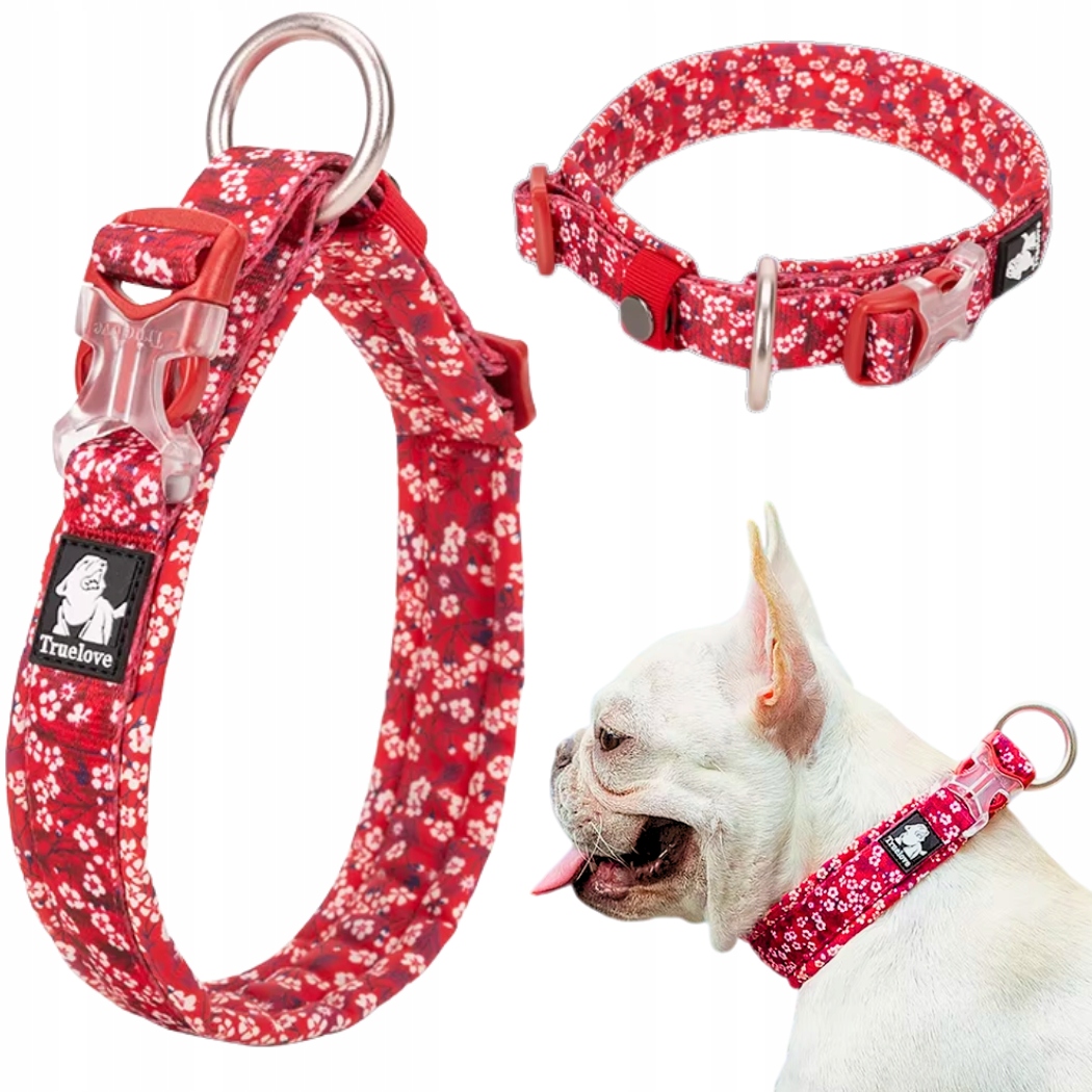 Levně Obroža Pro Psa Lehká Odolná Truelove Blossom Červená L