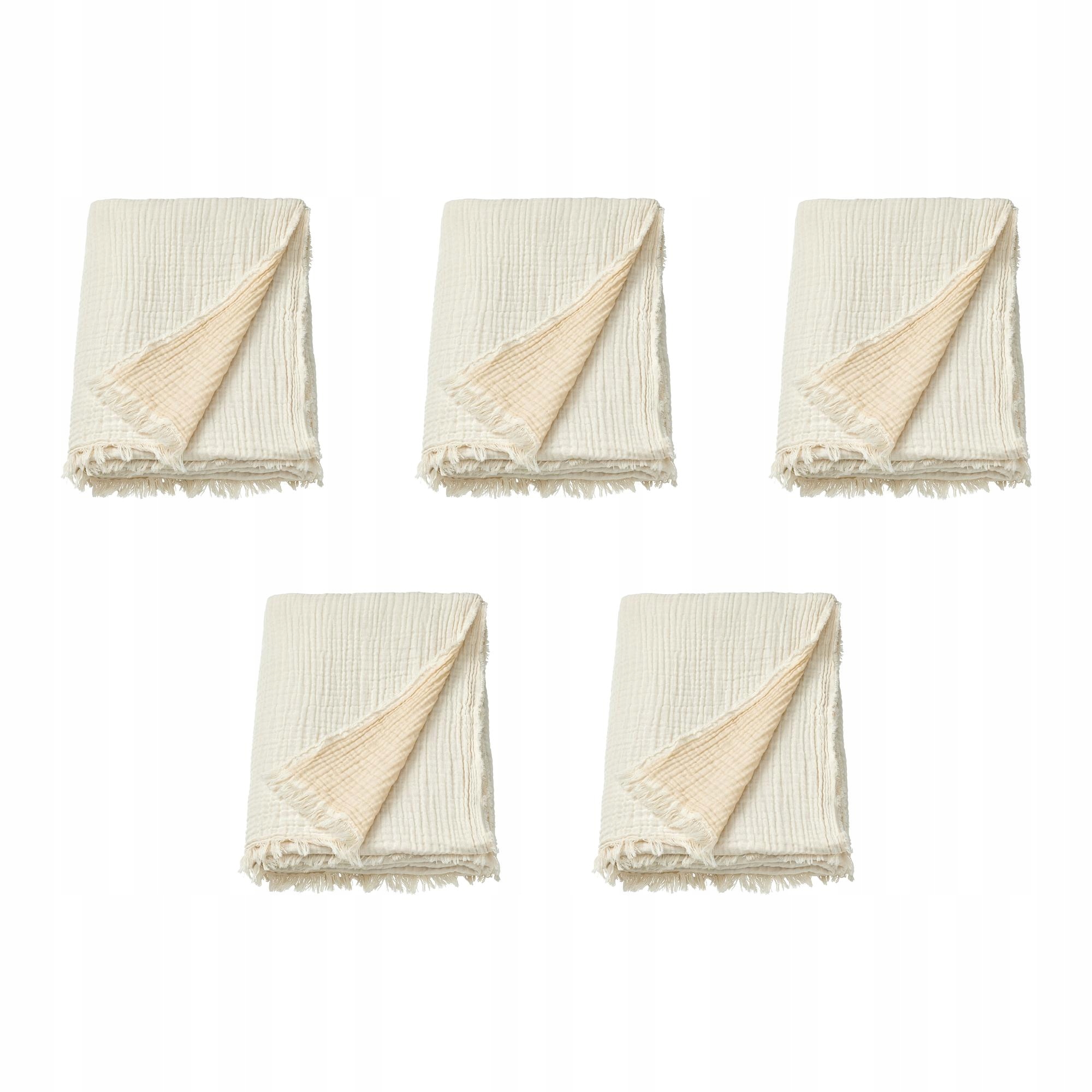 5 ks Krémový pléd 150 x 200 cm bavlněný Vallkrassing