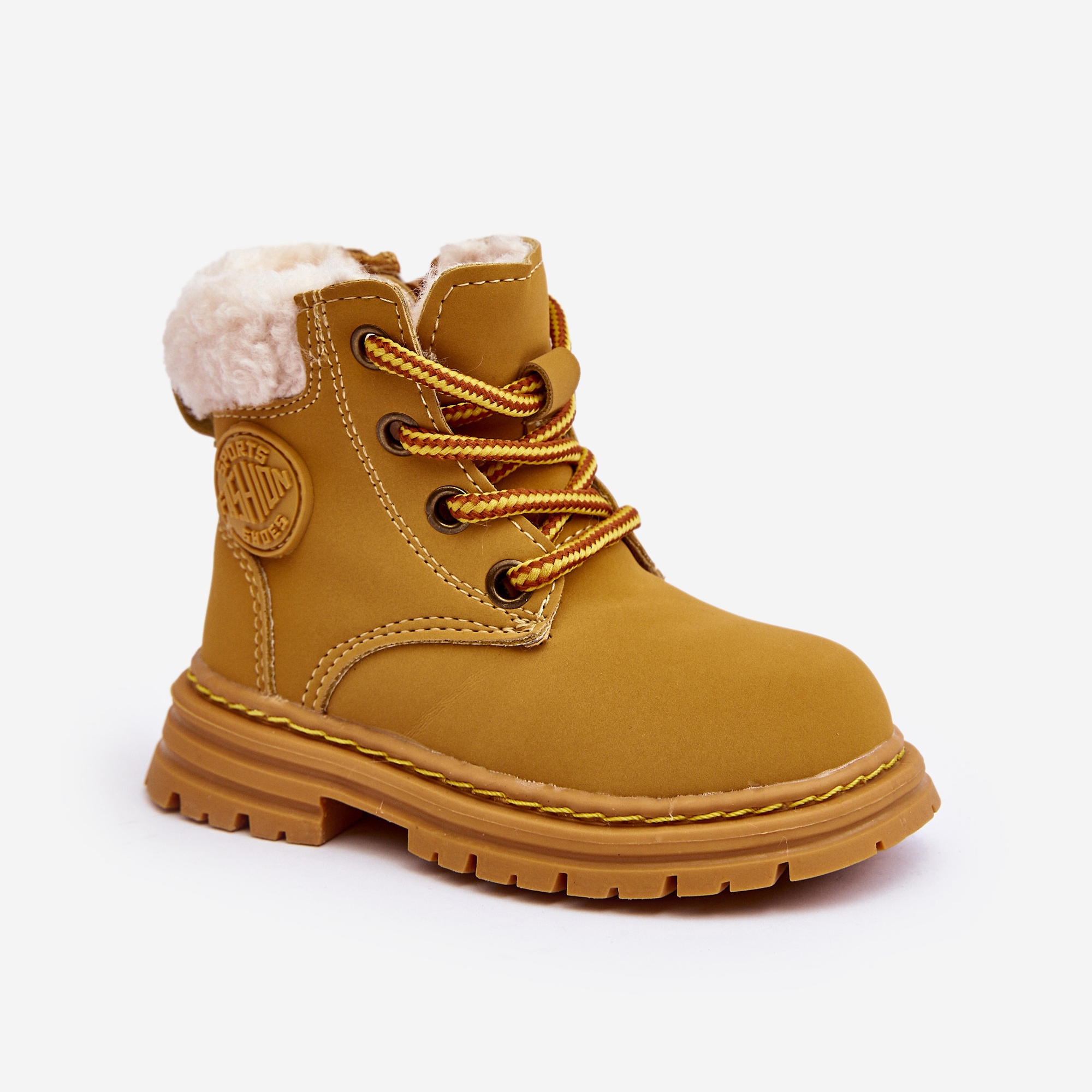 TRAPERY BOTKI NA SUWAK OCIEPLANE DZIECIĘCE EKO SKÓRZANE CAMEL 21