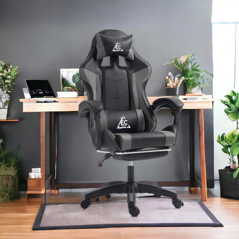 FOTEL GAMINGOWY ECARLA CZARNO-SZARY EKOSKÓRA Model KO24SZ