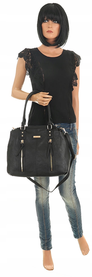 CHARRO Elegancka Torebka Damska listonoszka kuferek CH202320 Black Materiał dominujący skóra ekologiczna