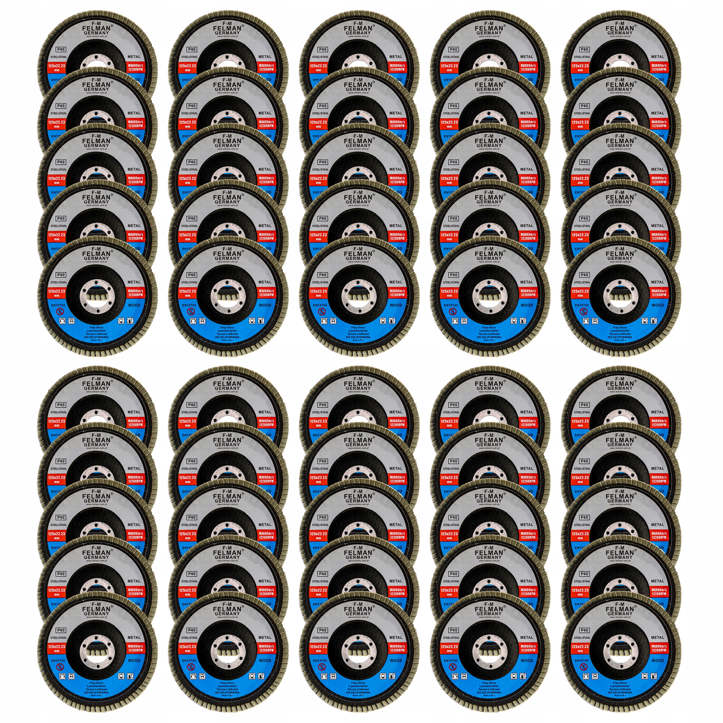100SZT TARCZA ŚCIERNICA LAMELKOWA LISTKOWA 125 P40