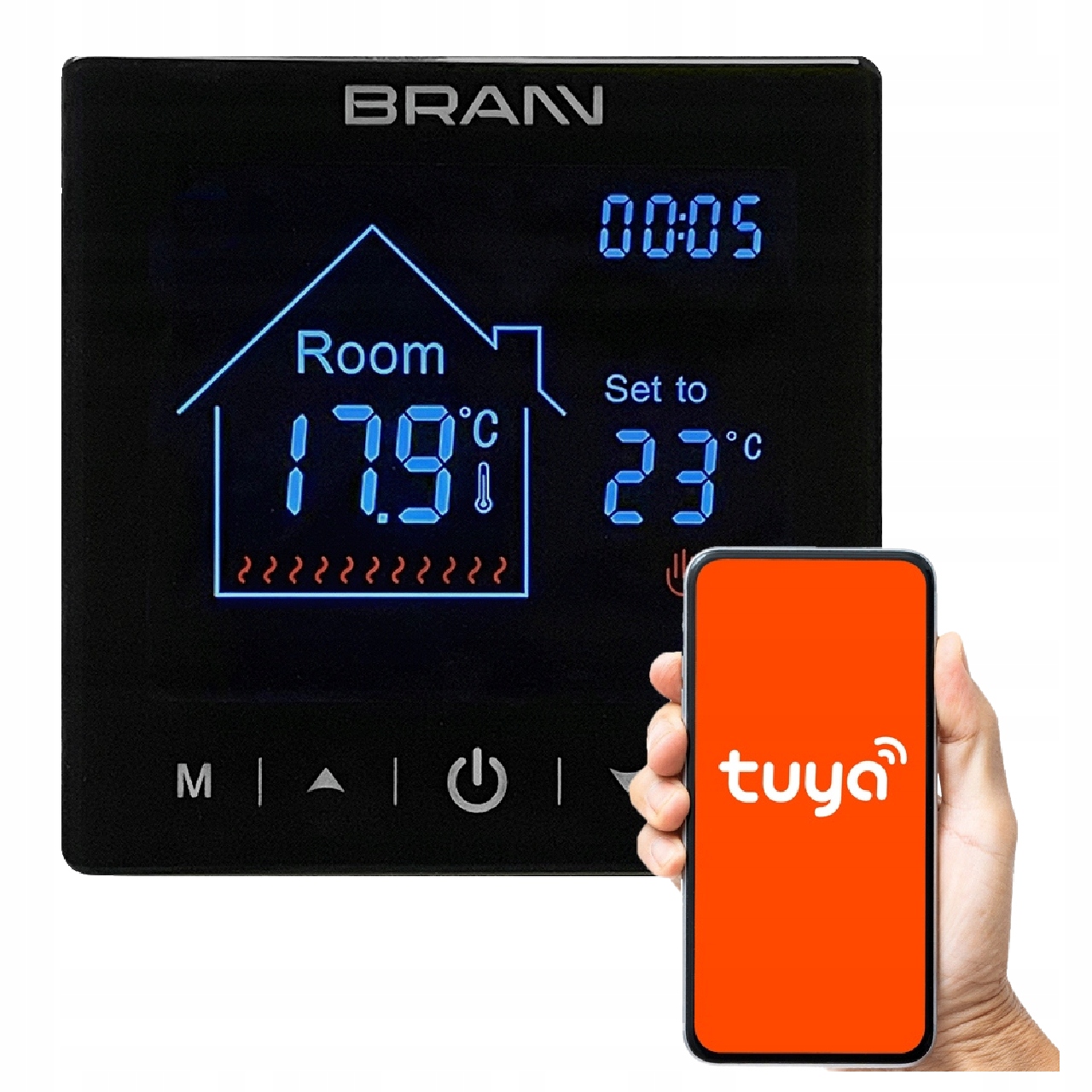 Termostat Tuya Ovládač izbového regulátora Brann Bc 400-E Wifi Čierny