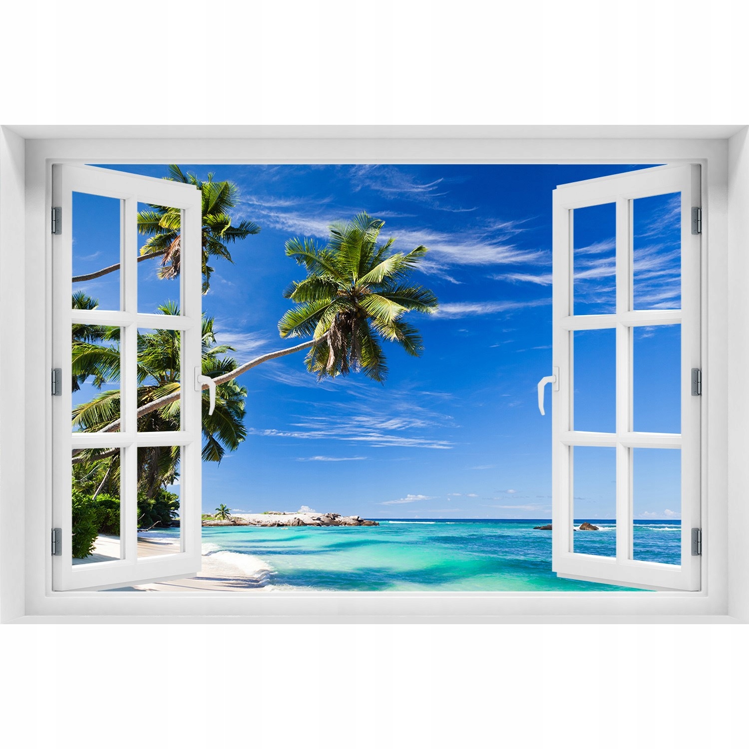

3D Okno Naklejka na ścianę Tropikalna plaża 90x60