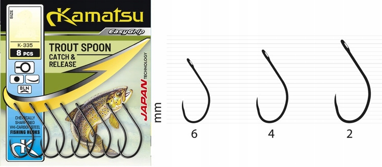 Haczyk Bezzadziorowy Do Wahadłówek Pstrągowych Trout Spoon 4BLNO Kamatsu