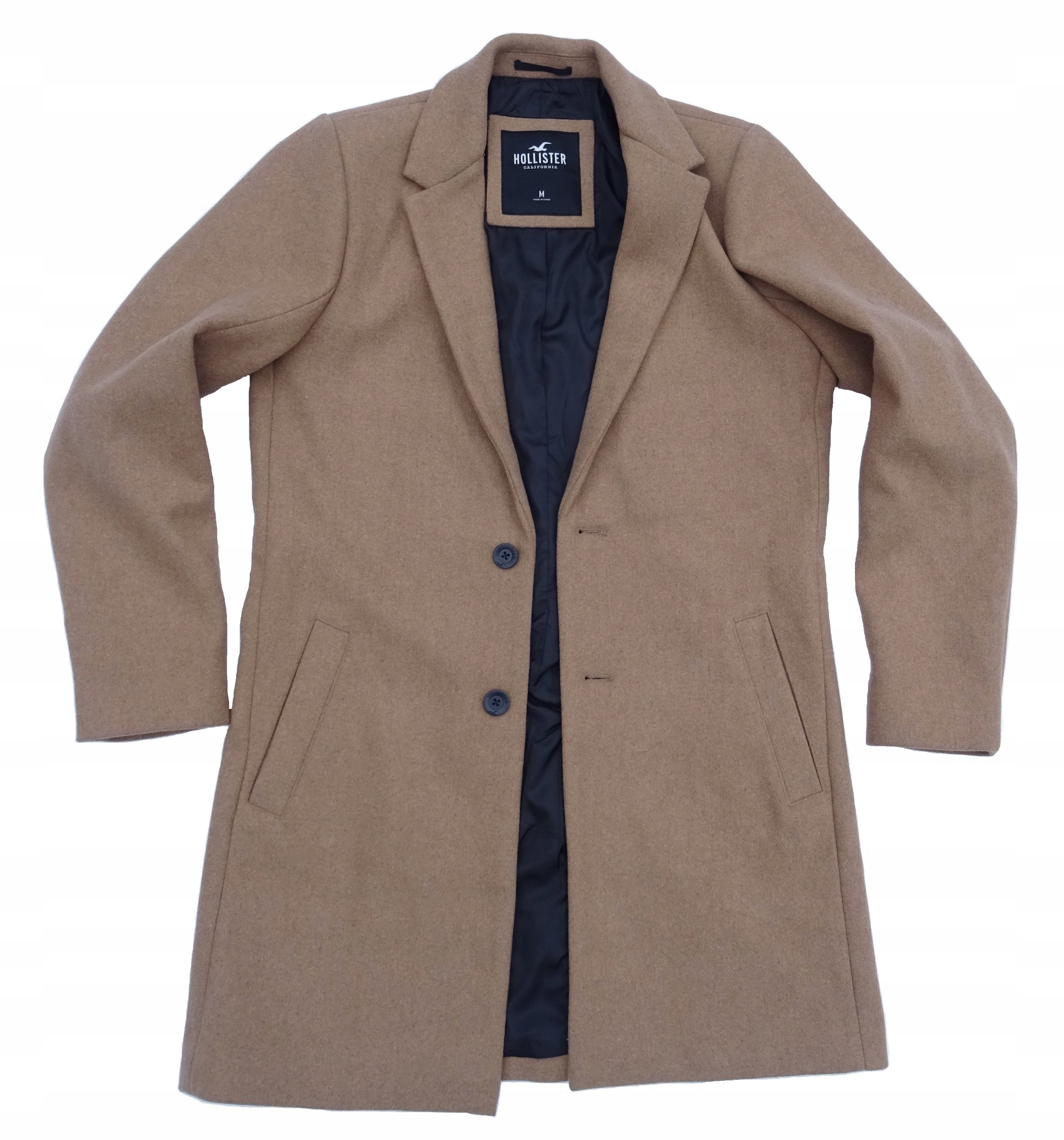 ABERCROMBIE HOLLISTER California płaszcz DYPLOMATKA - wełna