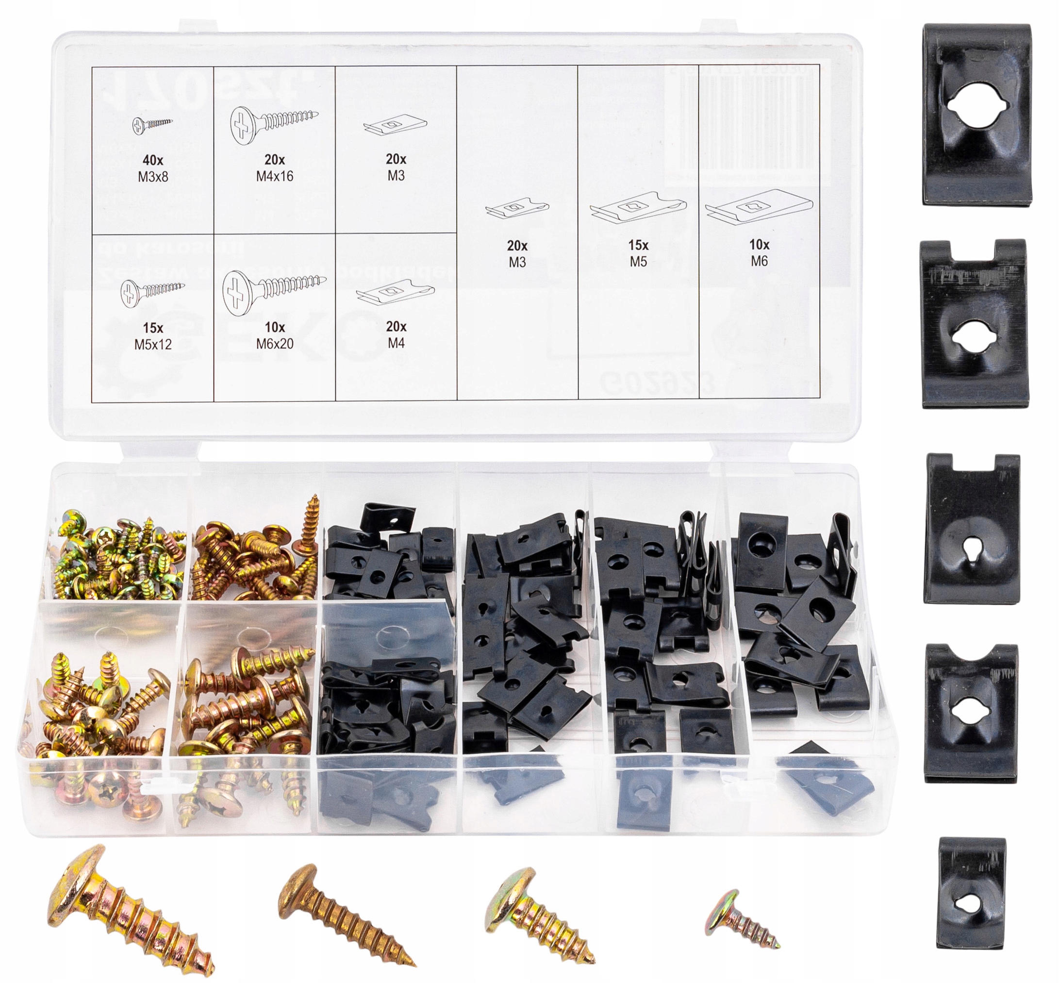 AKCESORIA UNIWERSALNE PODKŁADKI DO KAROSERII WKRĘTY ZESTAW MIX ETUI 170SZT