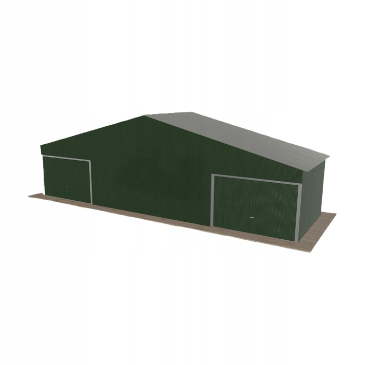 Plechová garáž 11.5x3.5 m dvoupolohová, dvouspádová, zelená