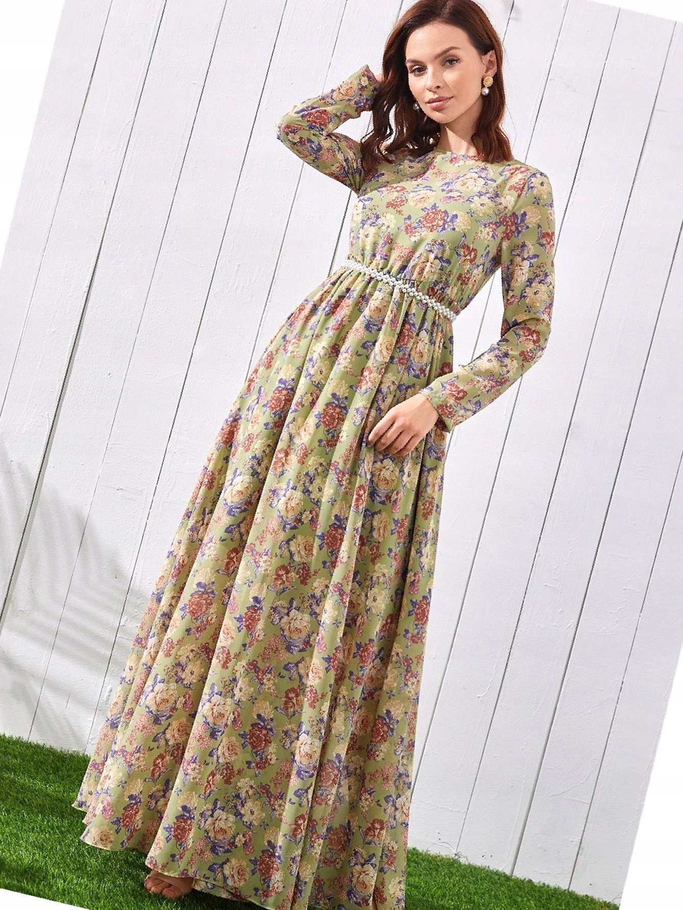 Šaty s květinami, šifonová, dlouhá, velikost 40