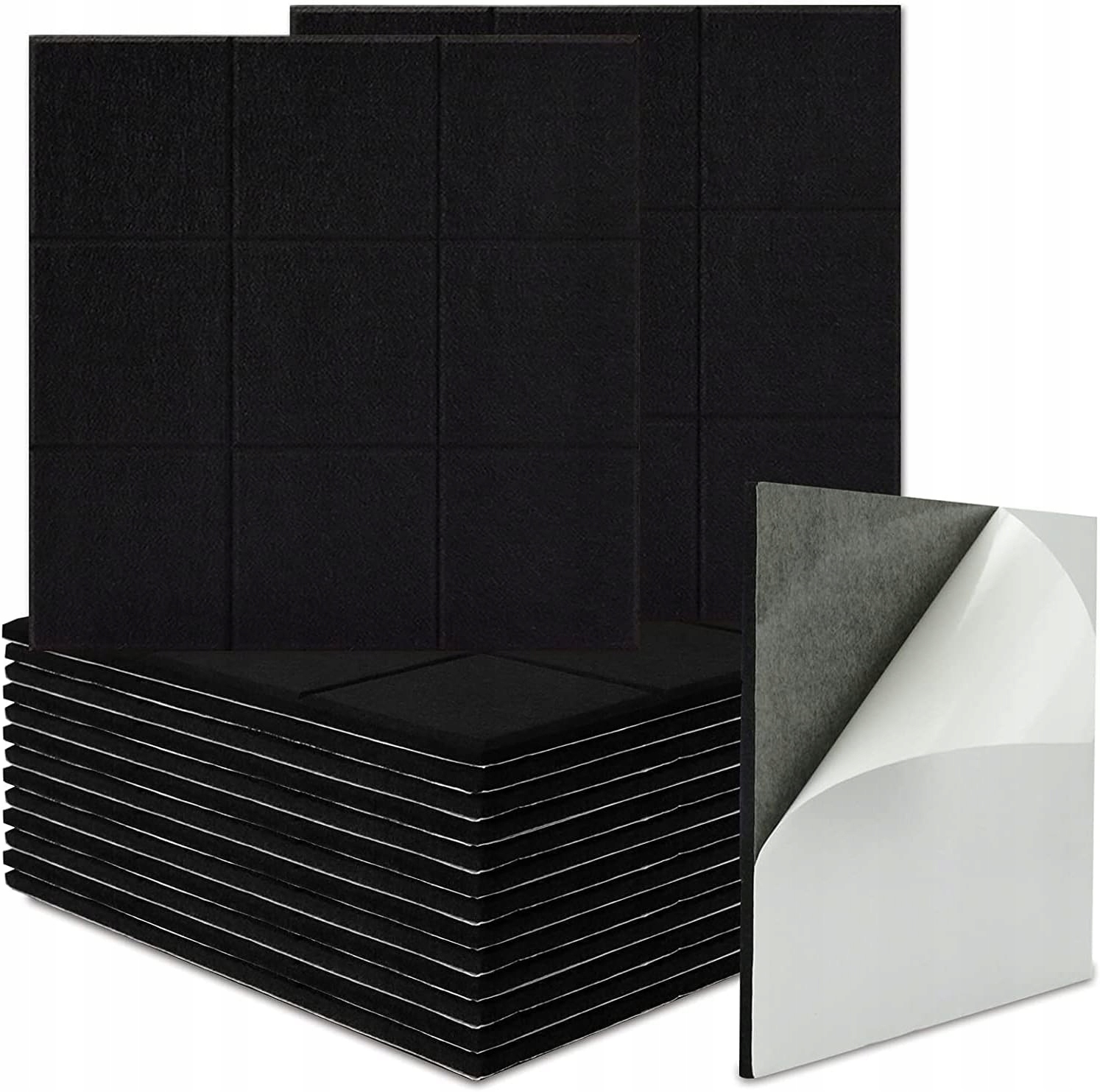 Sada Akustických Panelů 24KS Samolepící Černá Plochá 30*30CM