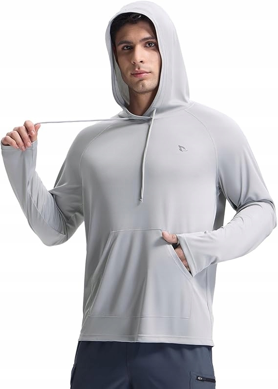 Baleaf pánská mikina s kapucí Plavecká Rychleschnoucí Letní Šedá S